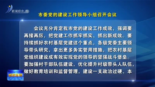 市委党的建设工作领导小组召开会议【威海广电讯】