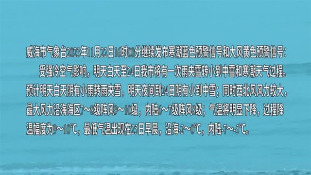 【威海广电讯】海洋预报 2023-11-22