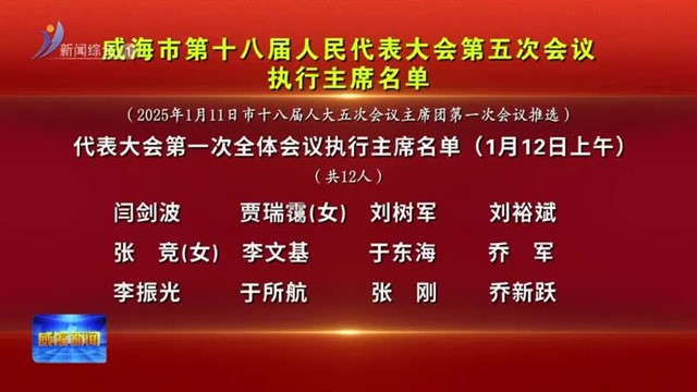 市第十八届人民代表大会第五次会议执行主席名单【威海广电讯】